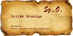 Szilák Orsolya névjegykártya